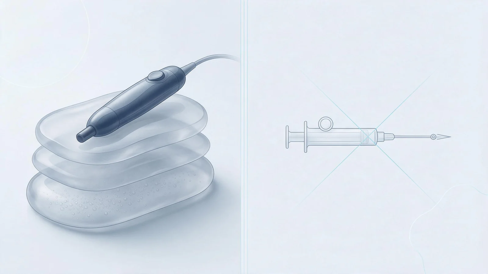 Technical design illustration for the guide "Cavitation Liposuction: Why the Name Misleads Clinics and Clients"